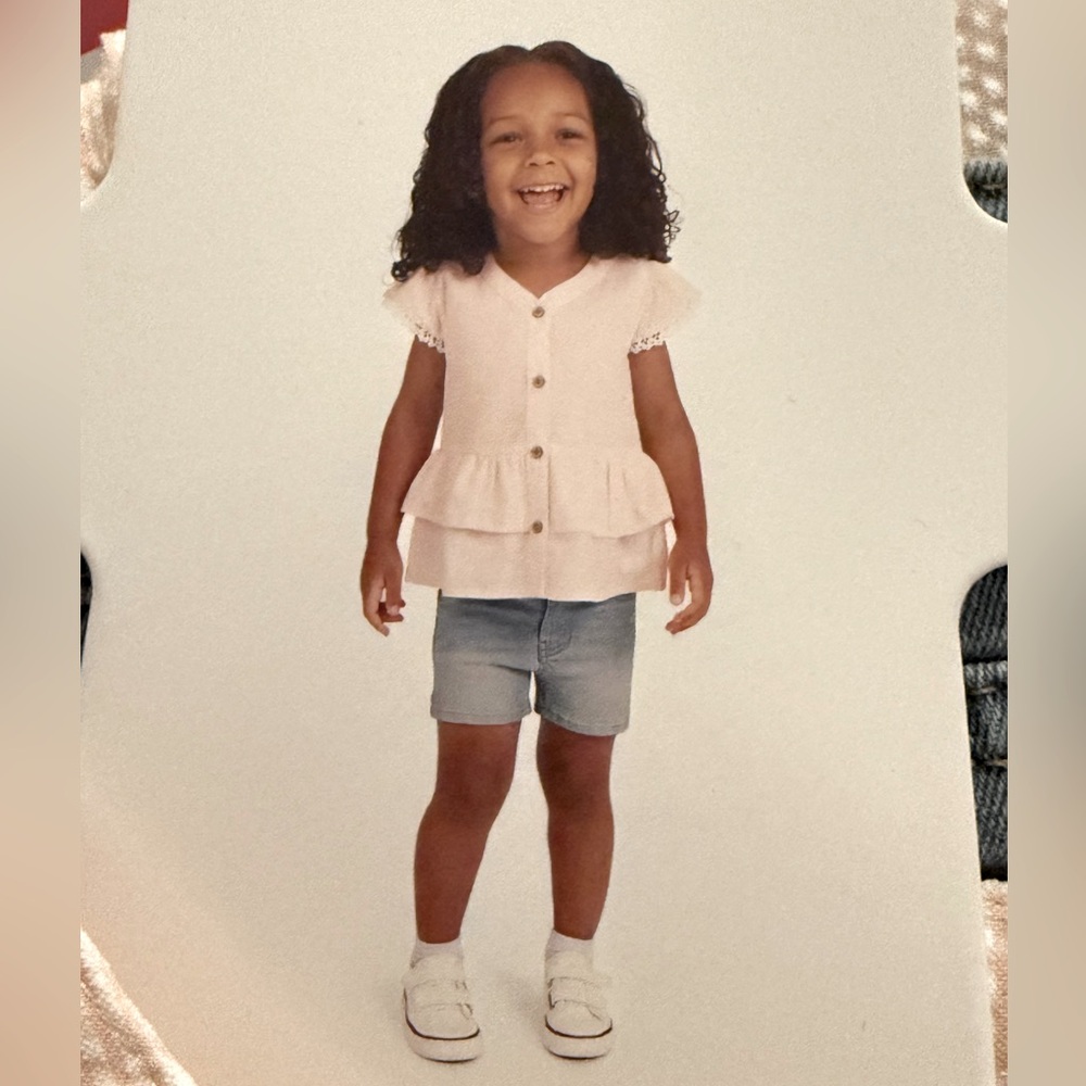 Koala Kids Pink Buttoned Top and Denim Shorts Set